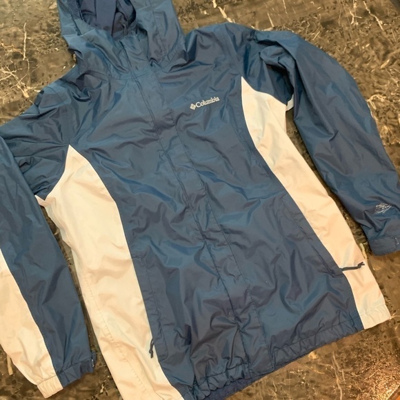 COLUMBIA Jacket Womens small Omni tech Hooded mesh lining Aqua Blue - Picture 5 of 15
